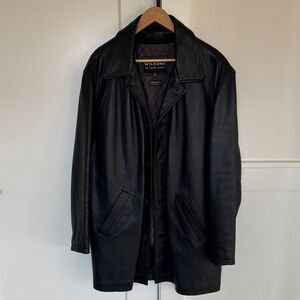 Wilson Black Genuine Leather Men's Classic Thinsulate 3M Winter Coat Size M EUC